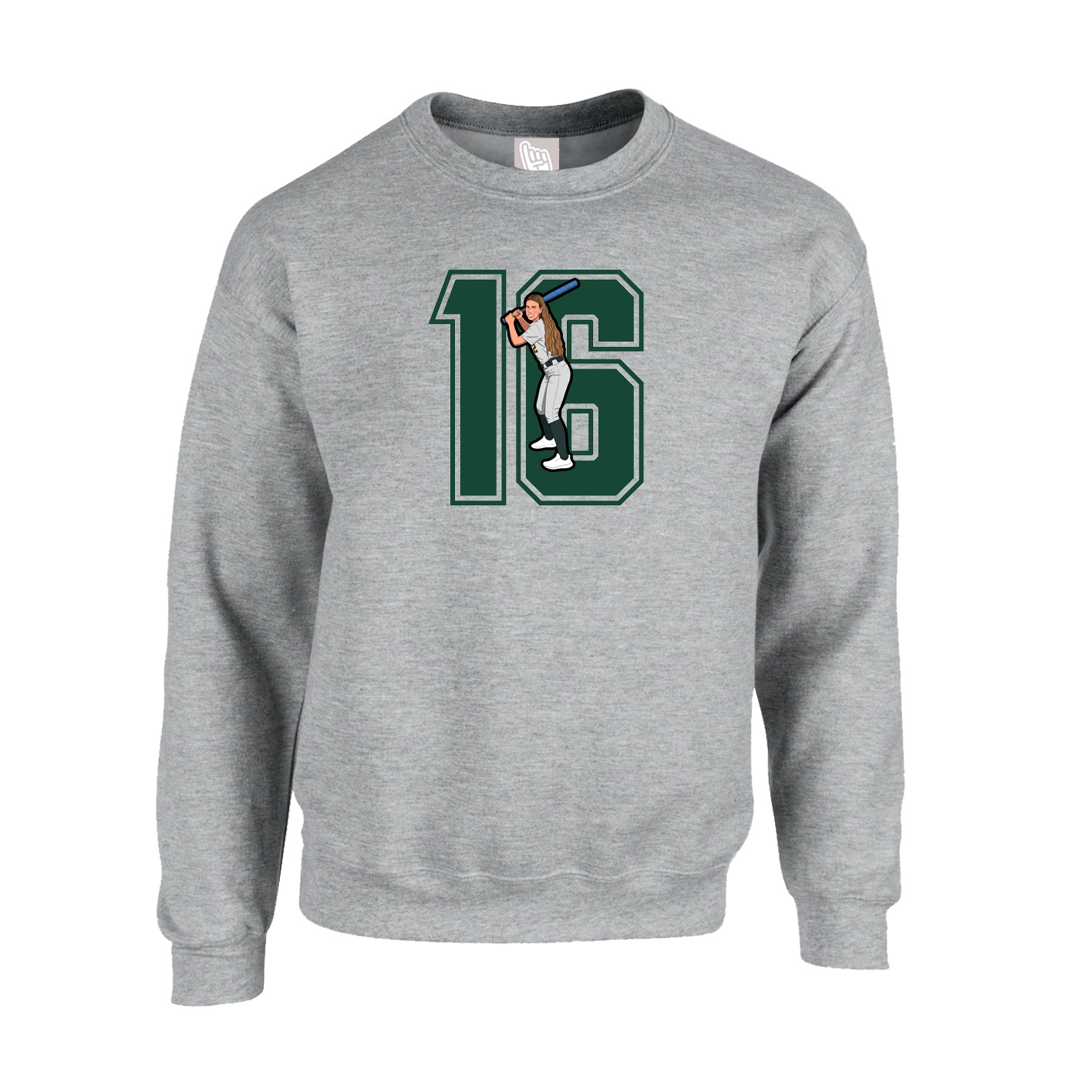 Fleece Crew — Number in Grey