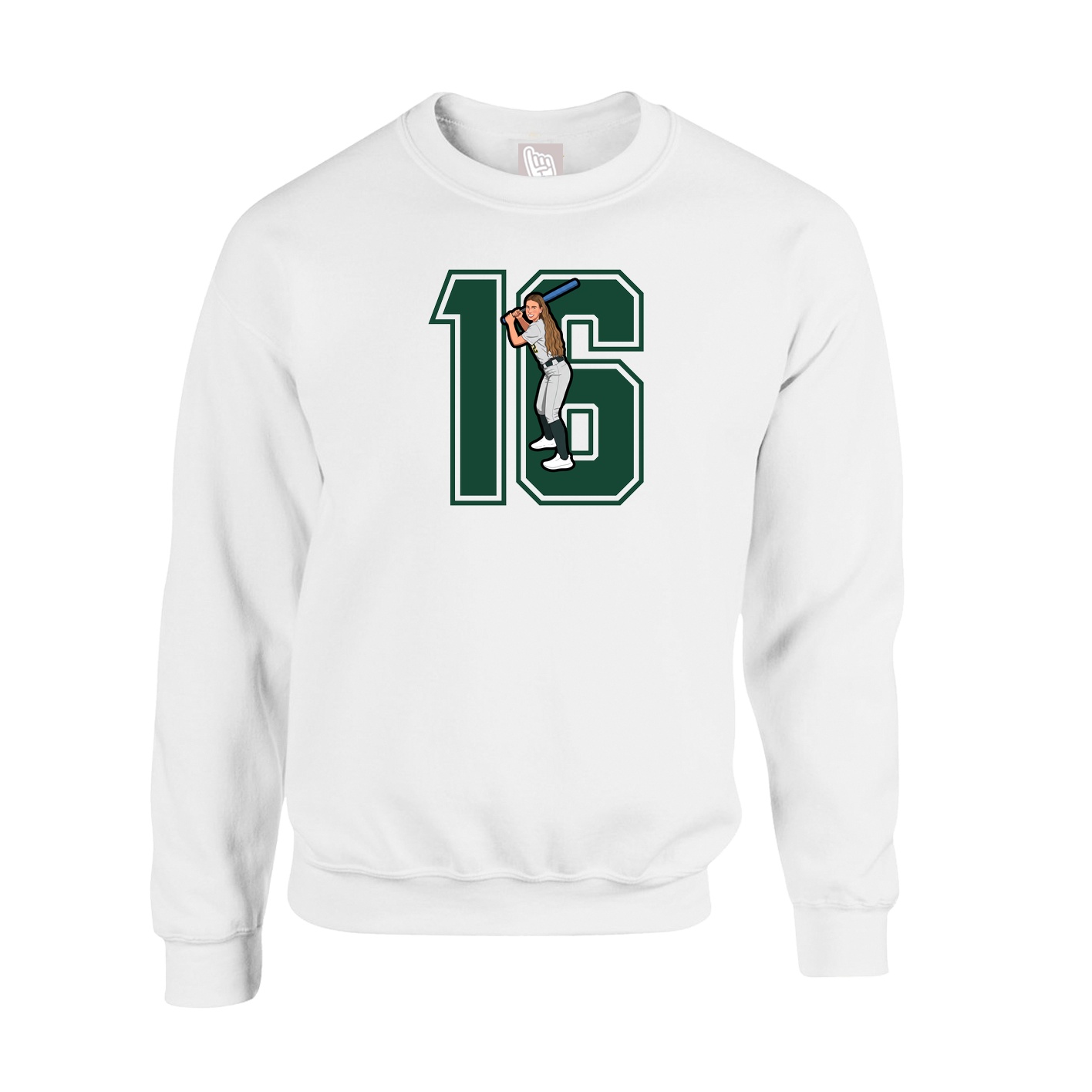 Fleece Crew — Number in White