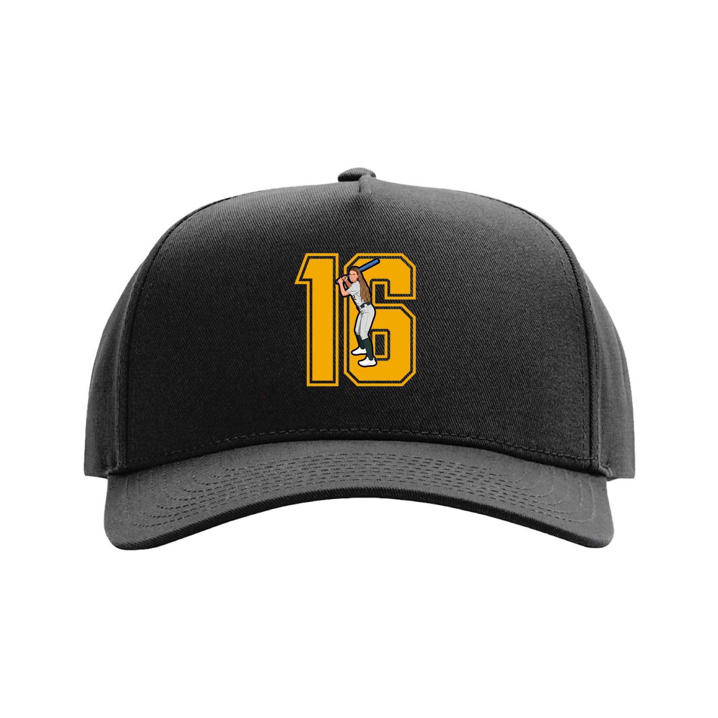 Full Fabric Five-Panel Champ Cap — Number in Black