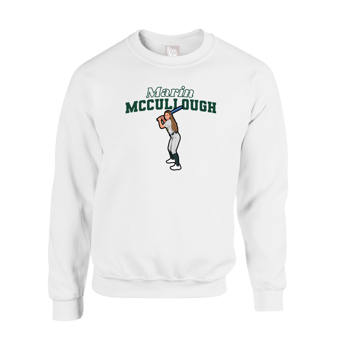 Fleece Crew — Name Arch in White