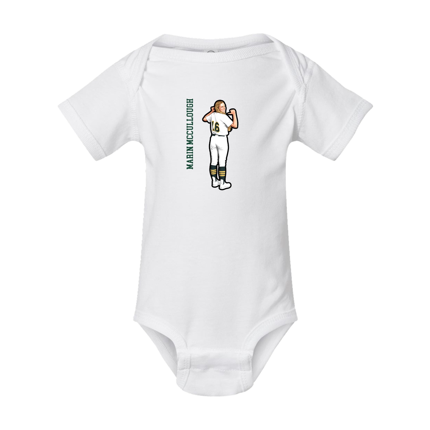 Baby Onesie — Name Vertical in White