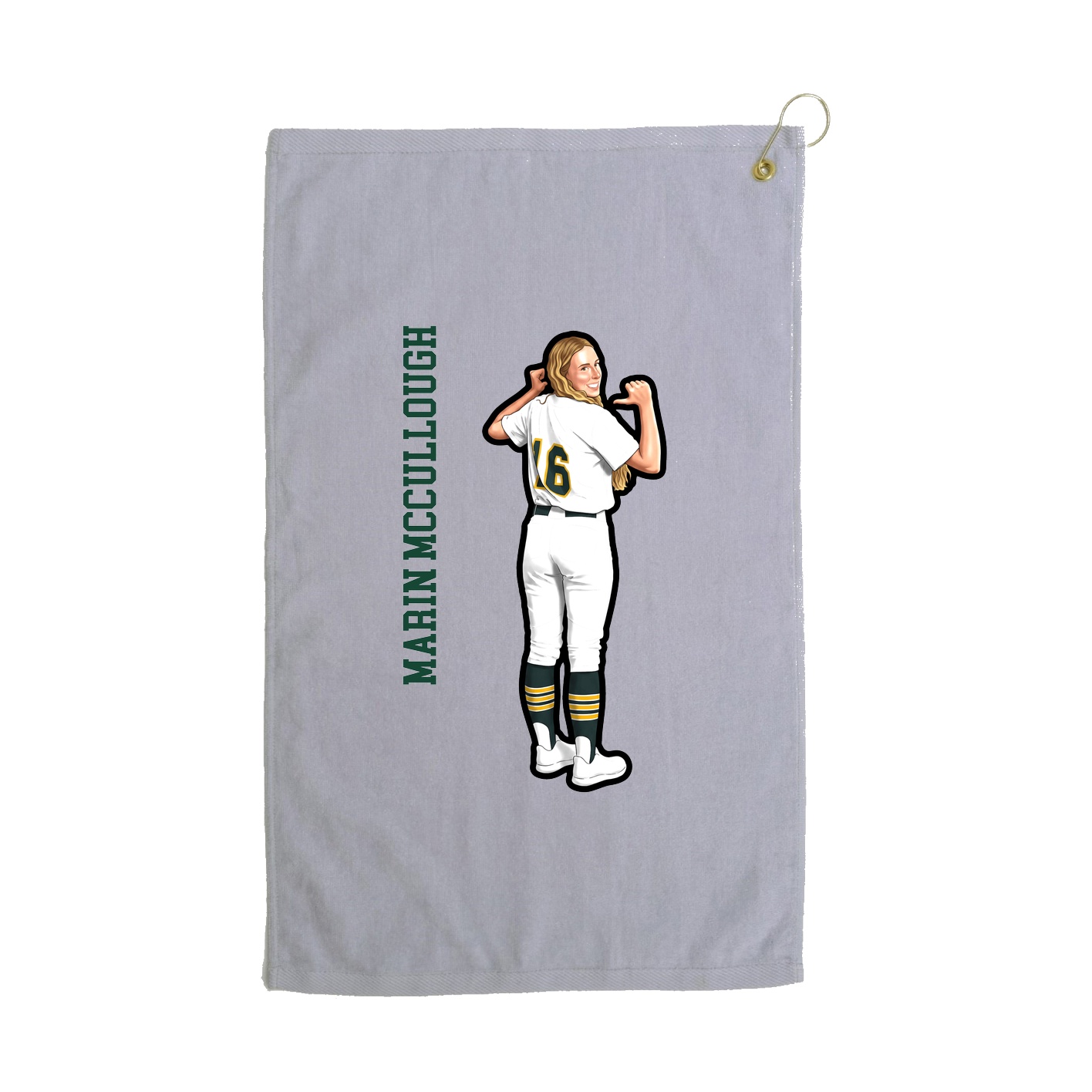 Golf Towel — Name Vertical in Grey