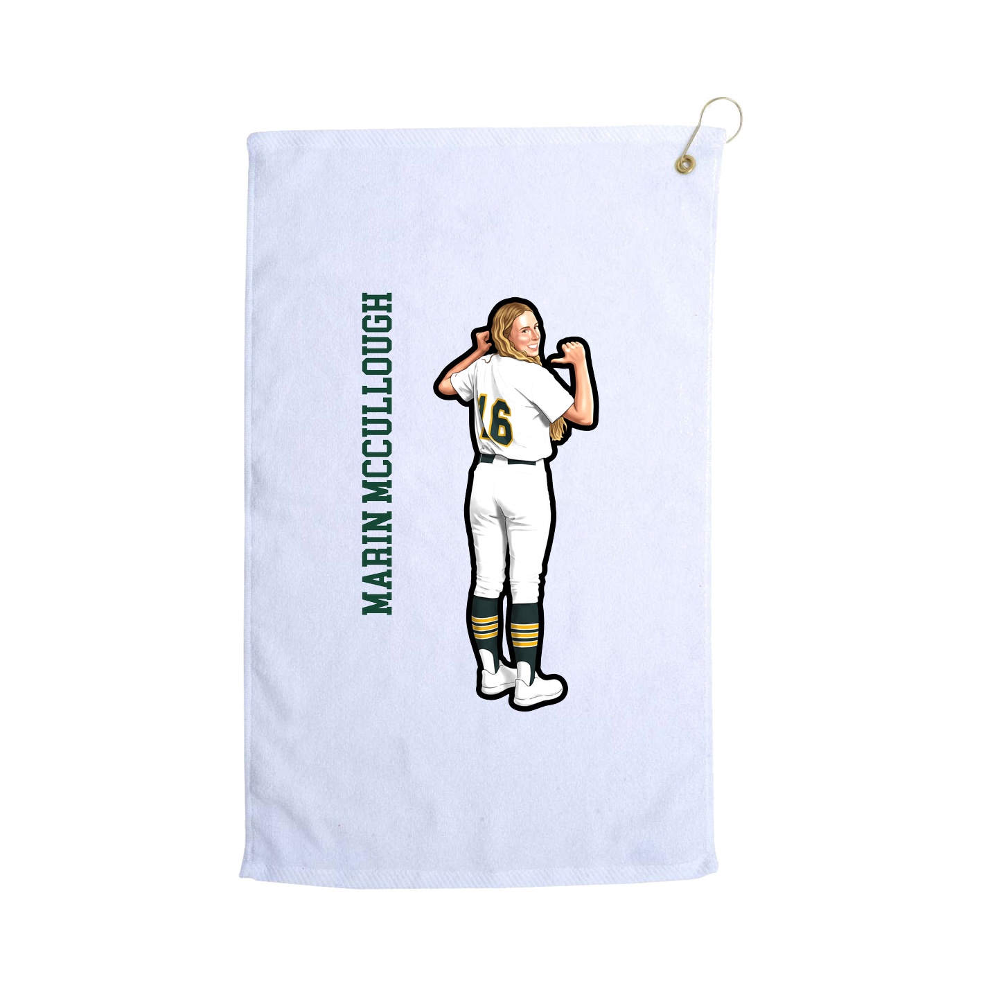Golf Towel — Name Vertical in White