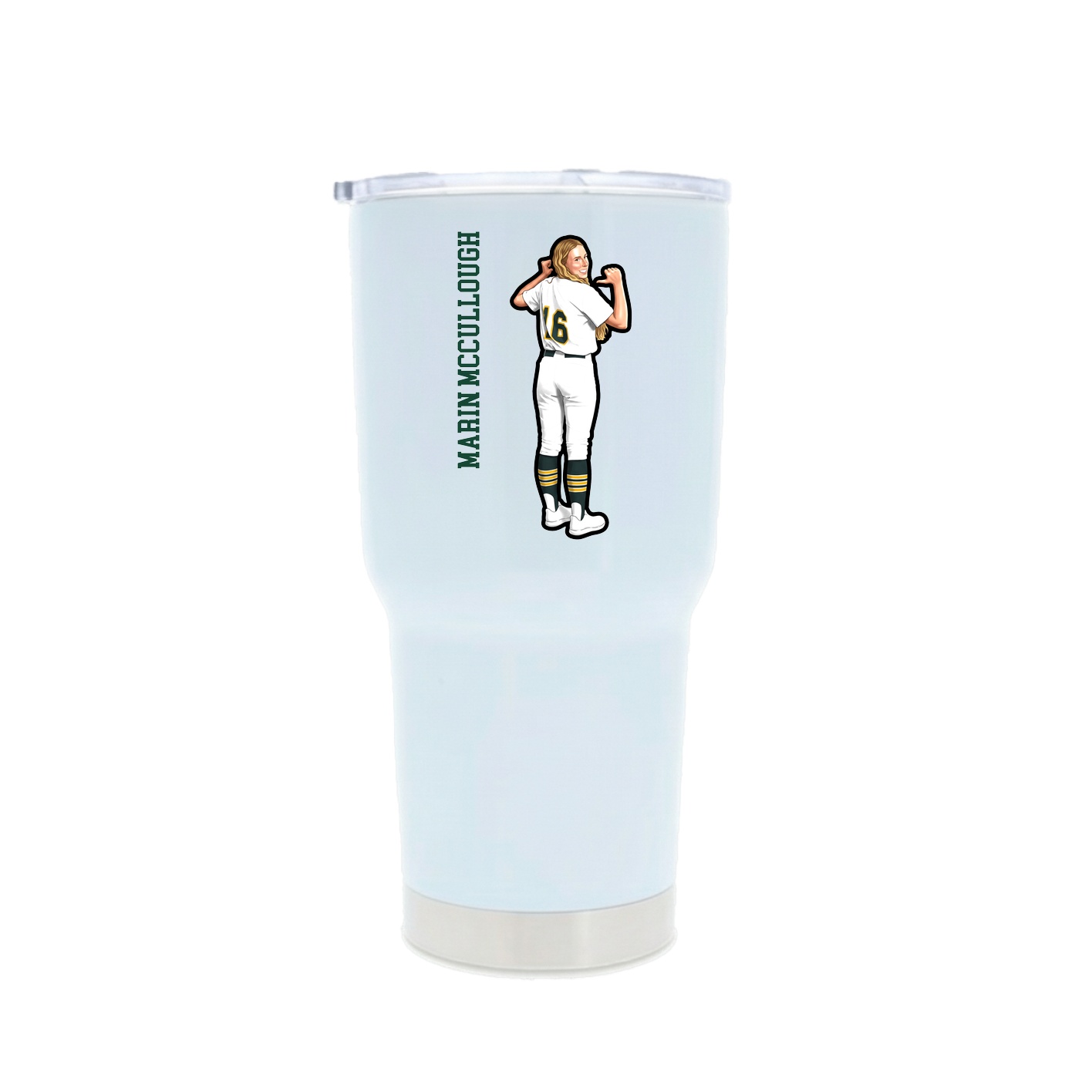 30oz Stainless Steel Tumbler — Name Vertical in White