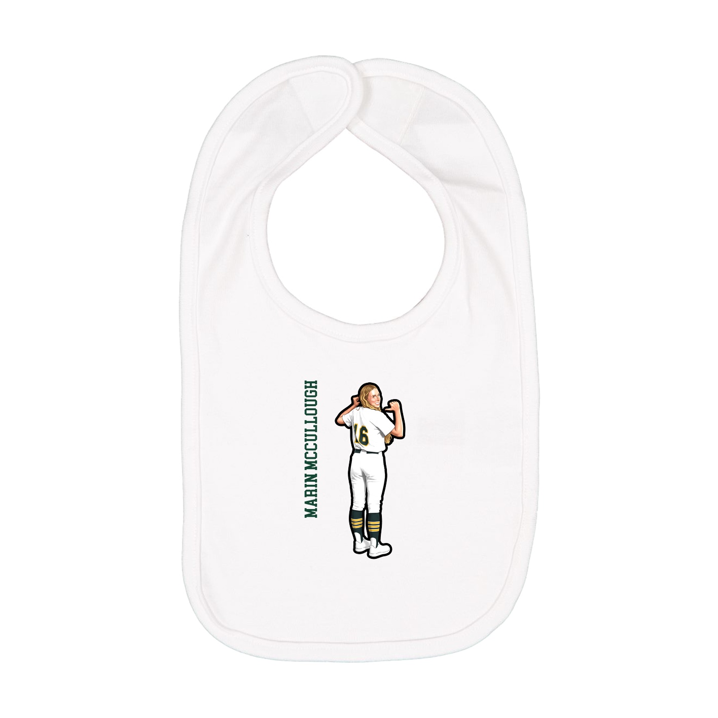 Infant Bib — Name Vertical in White