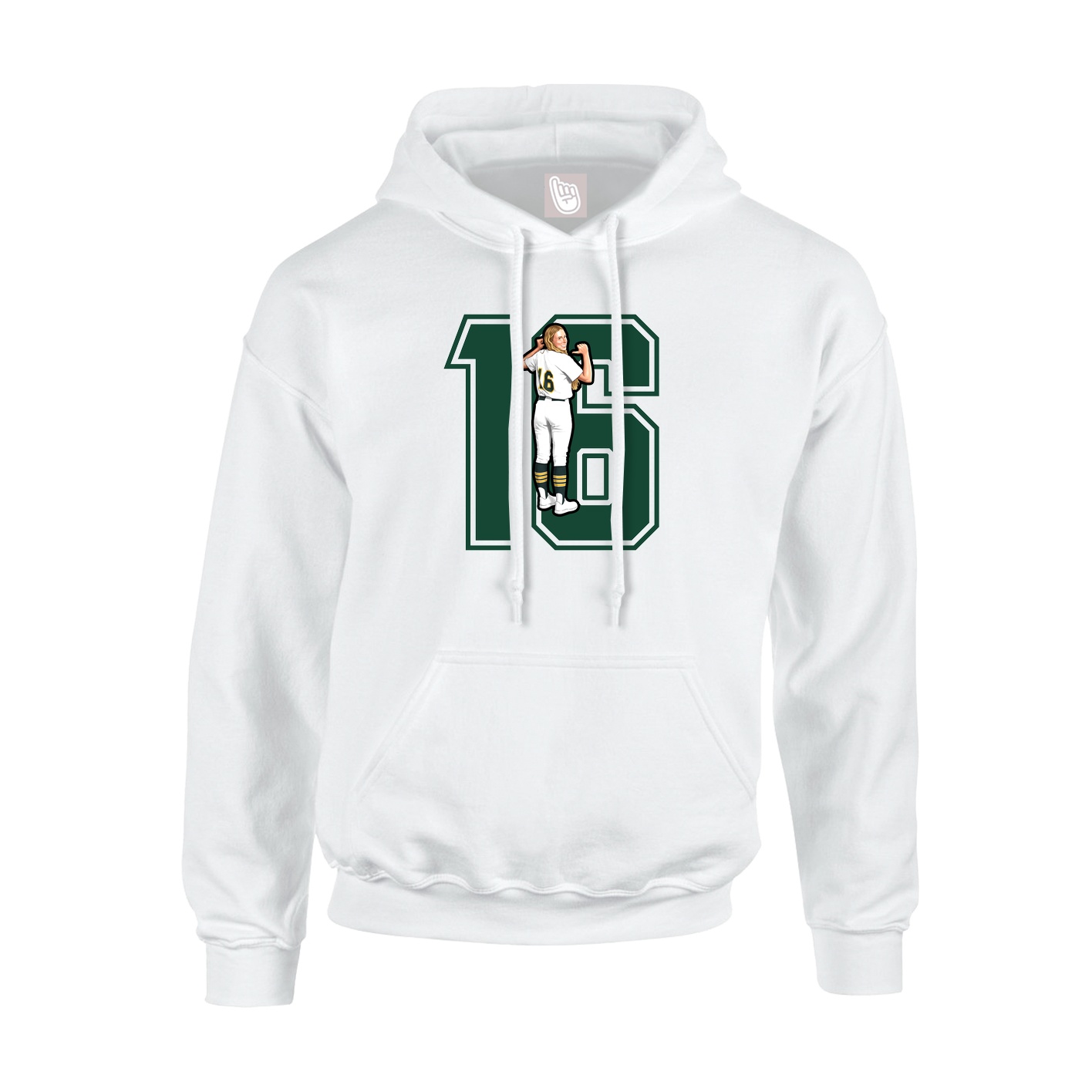 Youth Hoodie — Number in White