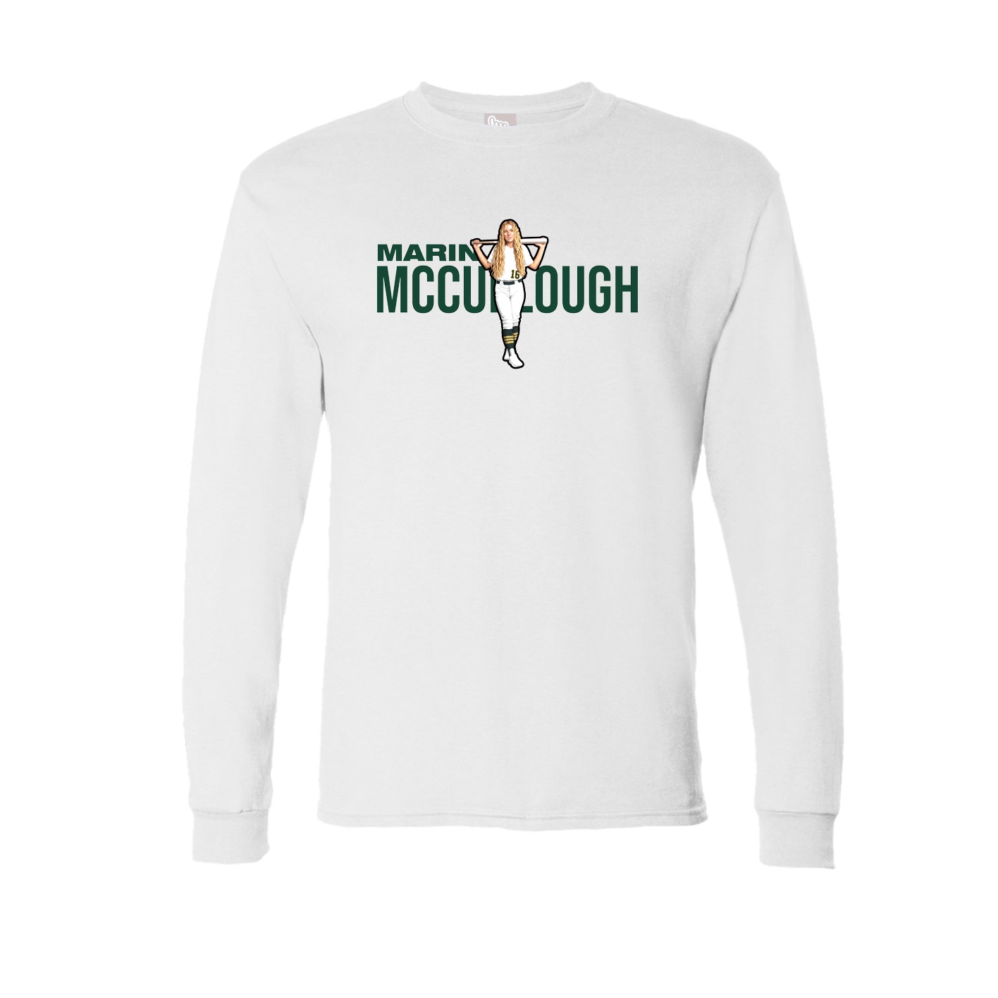 Long Sleeve Tee — Player Name in White
