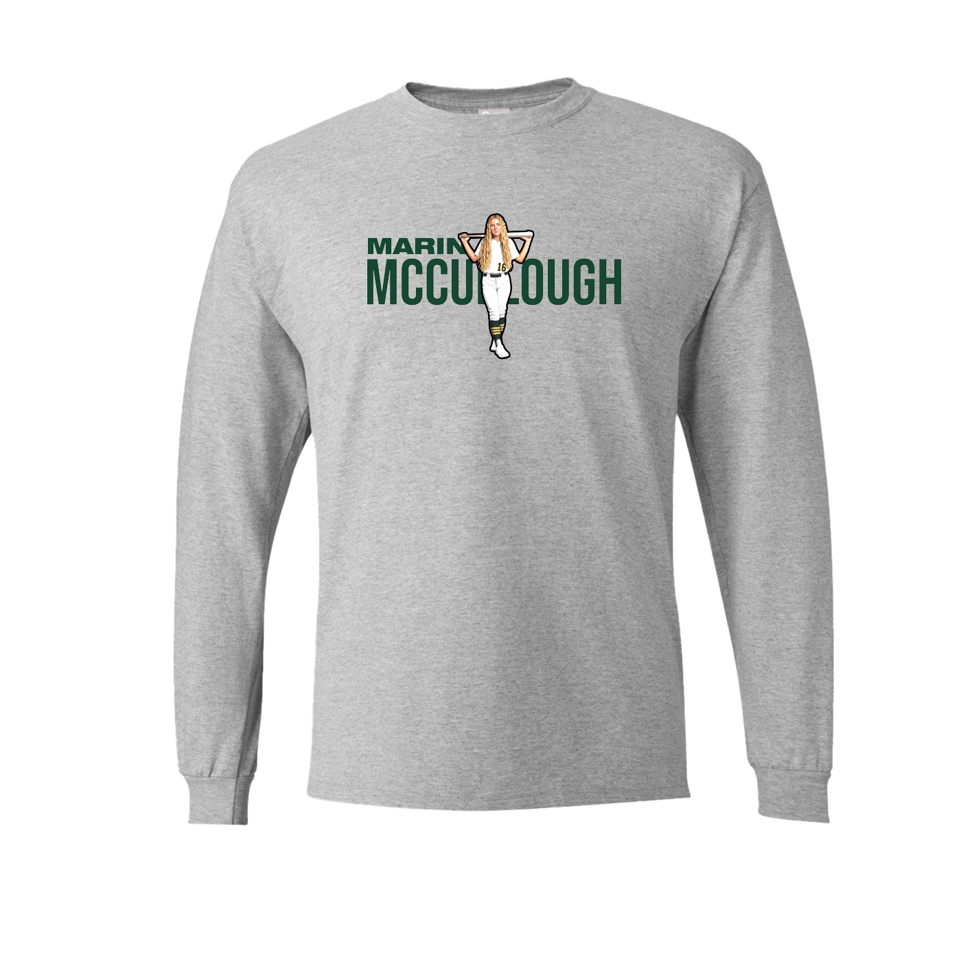 Long Sleeve Tee — Player Name in Grey