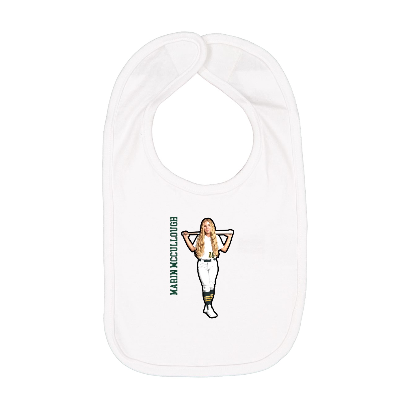 Infant Bib — Name Vertical in White