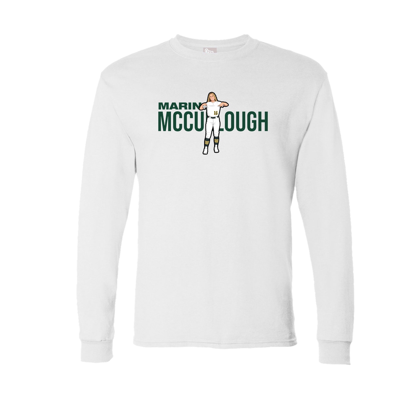Long Sleeve Tee — Player Name in White
