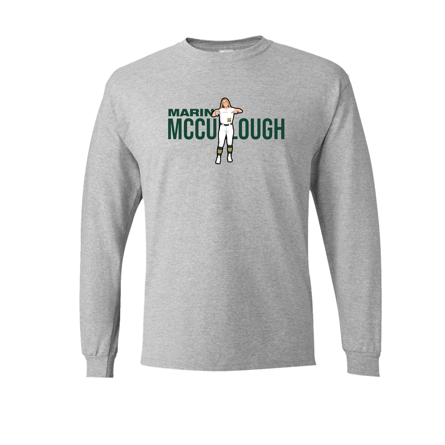 Long Sleeve Tee — Player Name in Grey