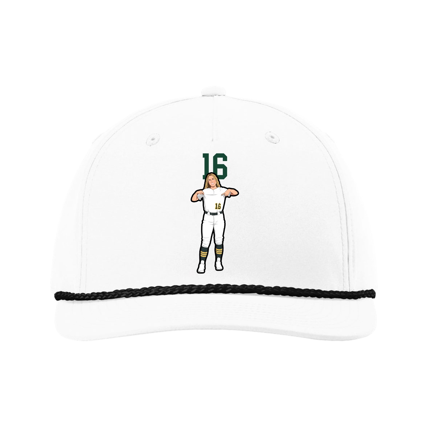 Five-Panel Classic Rope Cap — Number Top in White