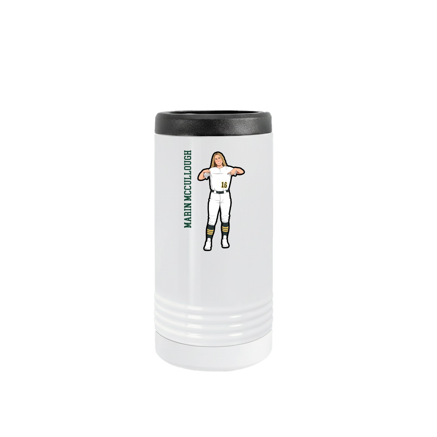 Slim Beverage Holder — Name Vertical in White