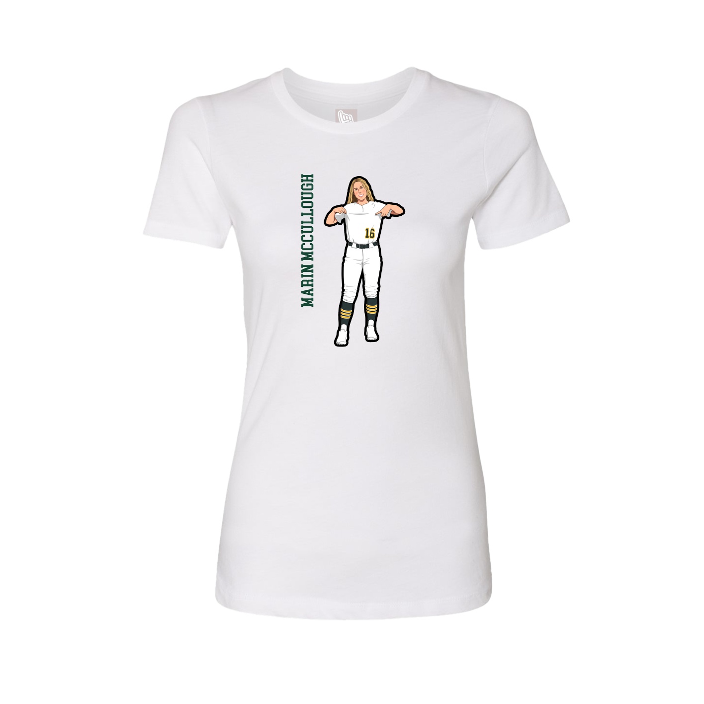 Womens Tee — Name Vertical in White