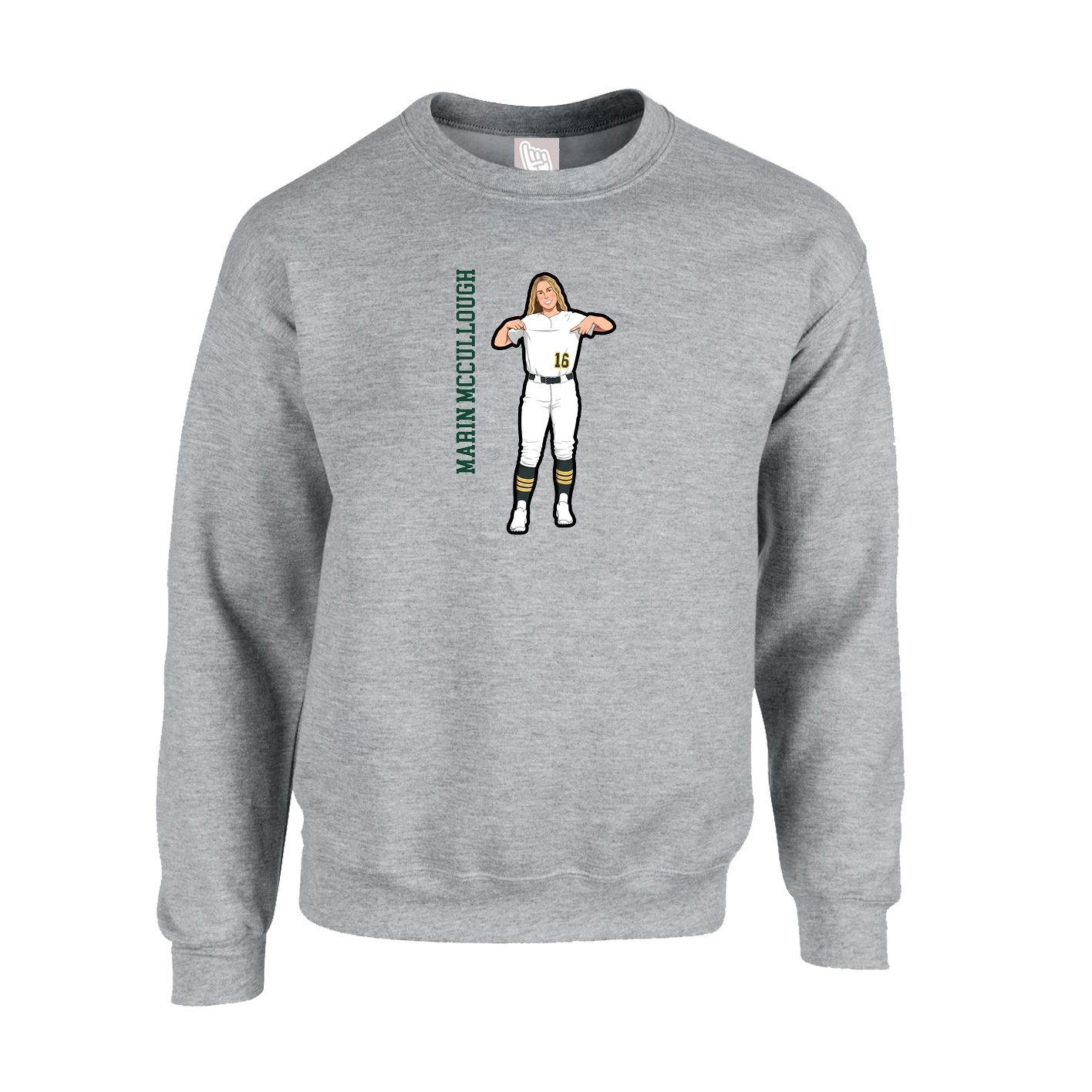 Fleece Crew — Name Vertical in Grey