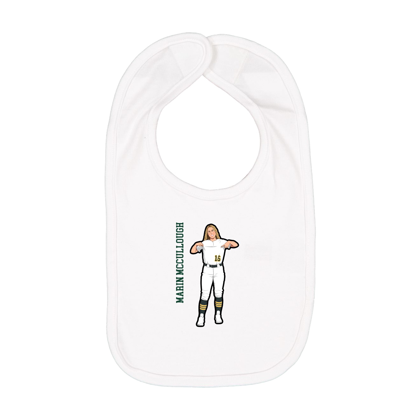 Infant Bib — Name Vertical in White