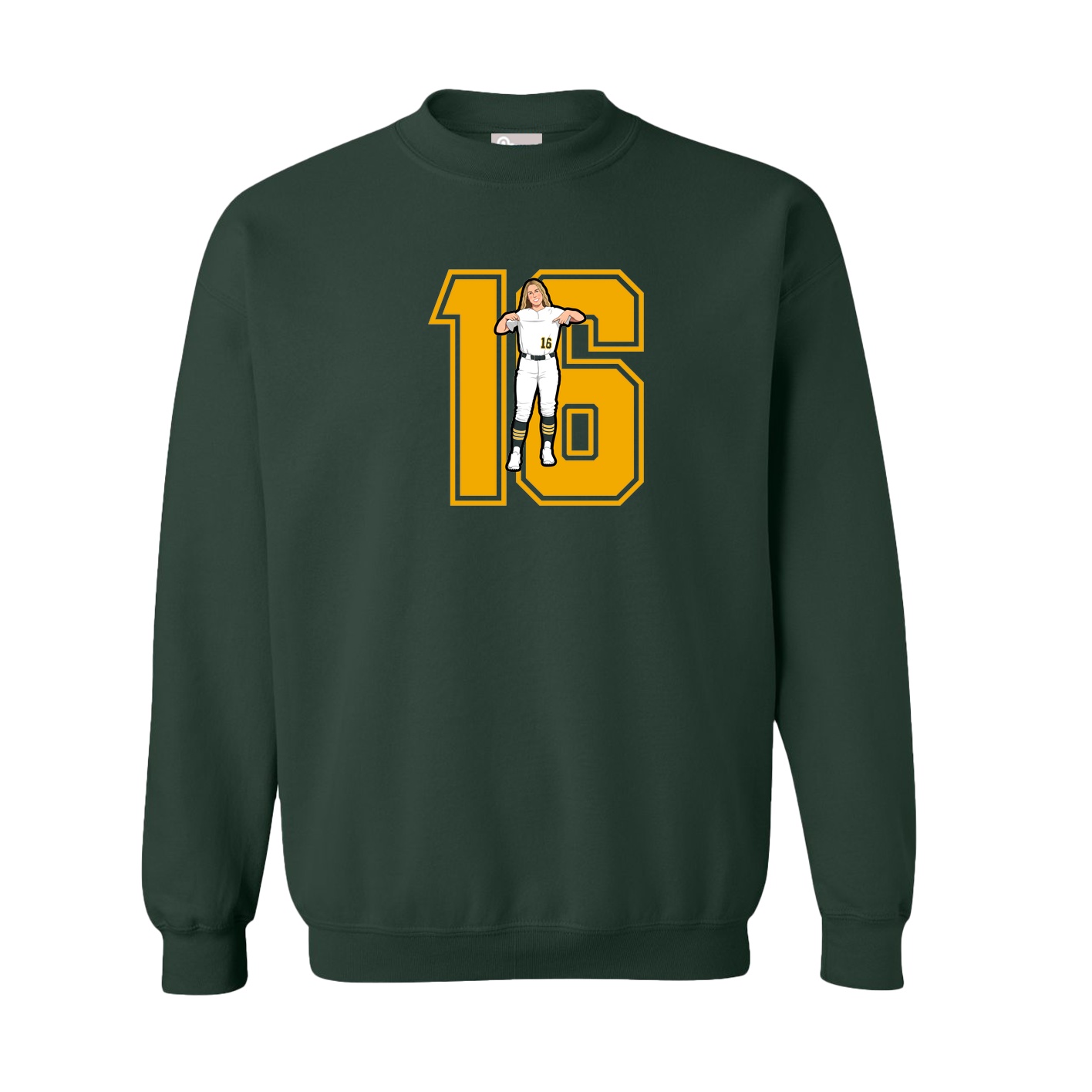 Fleece Crew — Number in Green