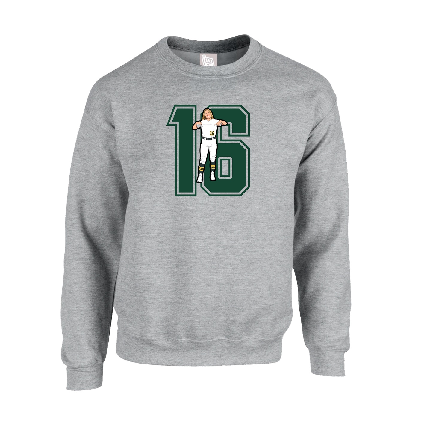 Fleece Crew — Number in Grey