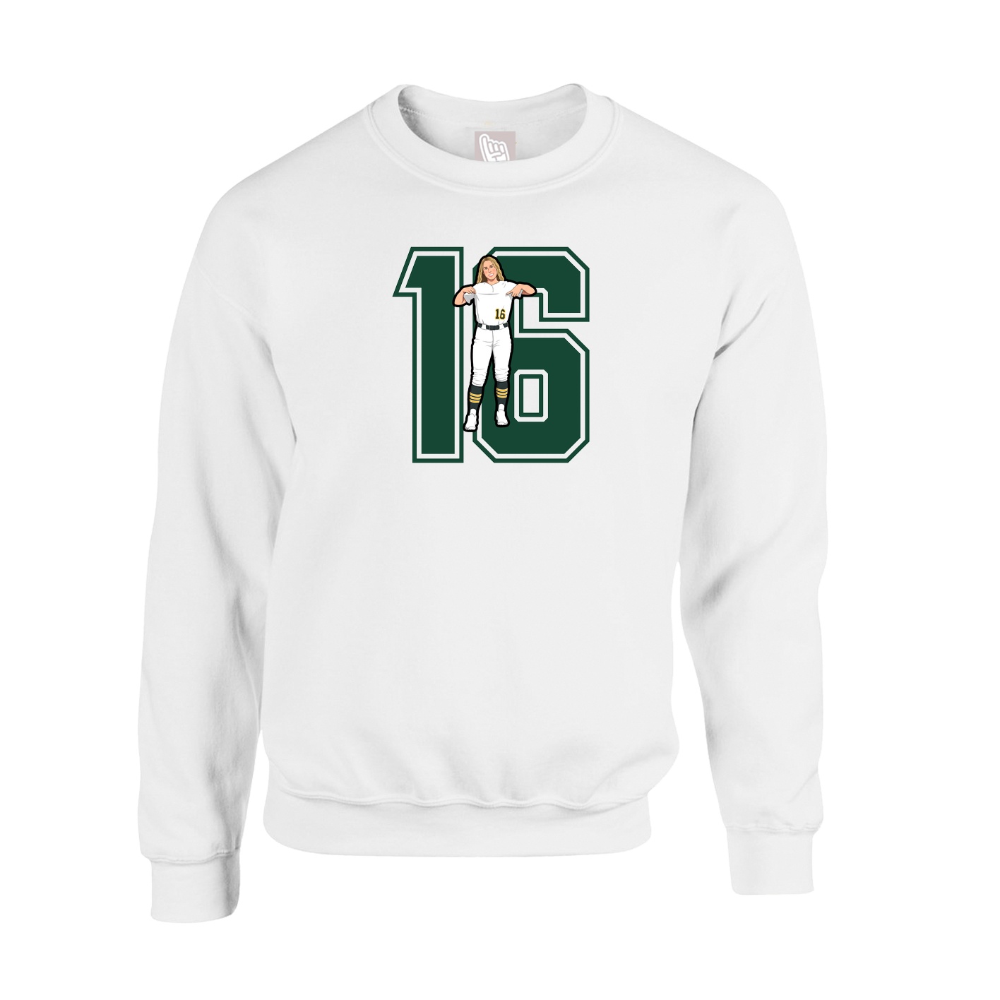 Fleece Crew — Number in White