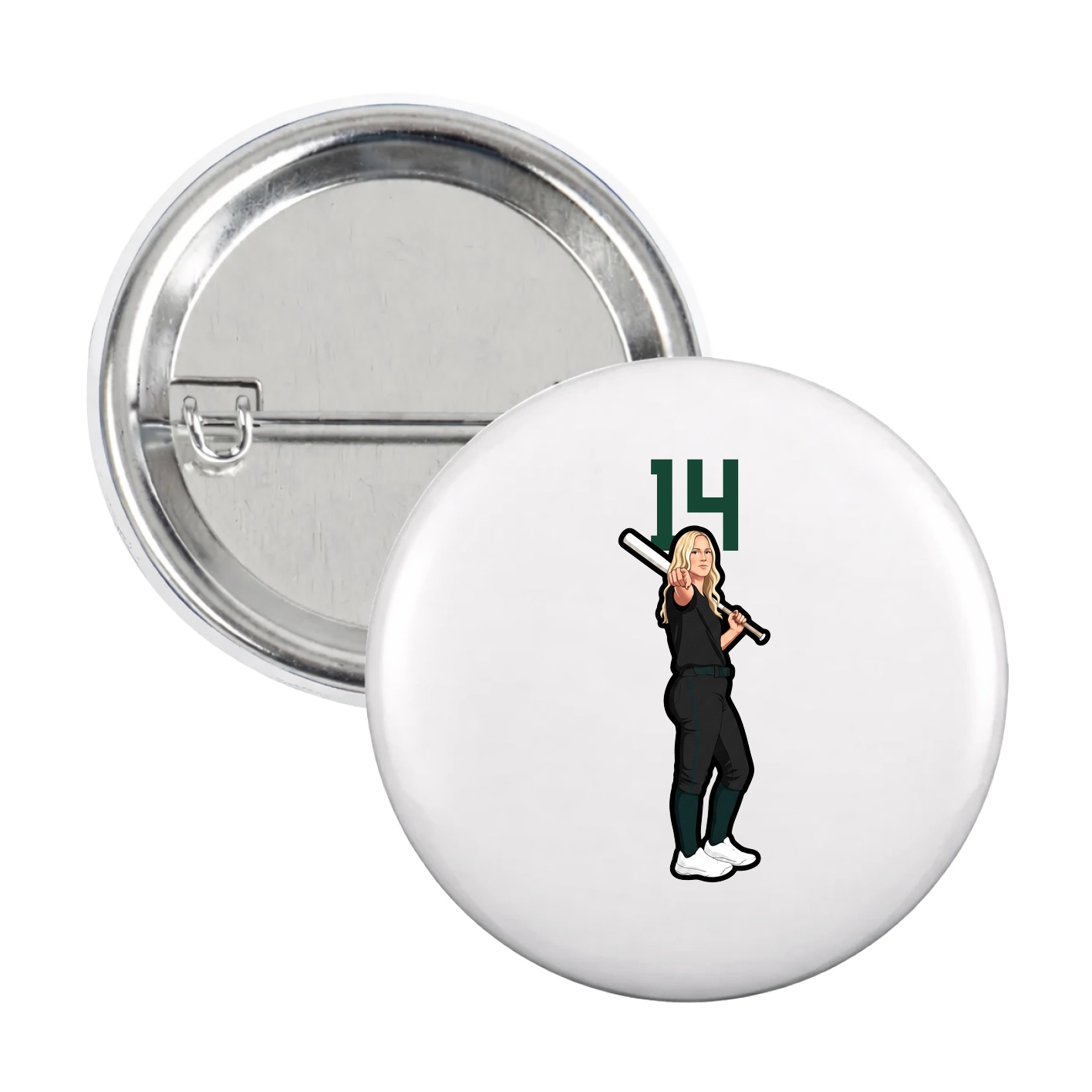 Game Day Button — Number Top in White