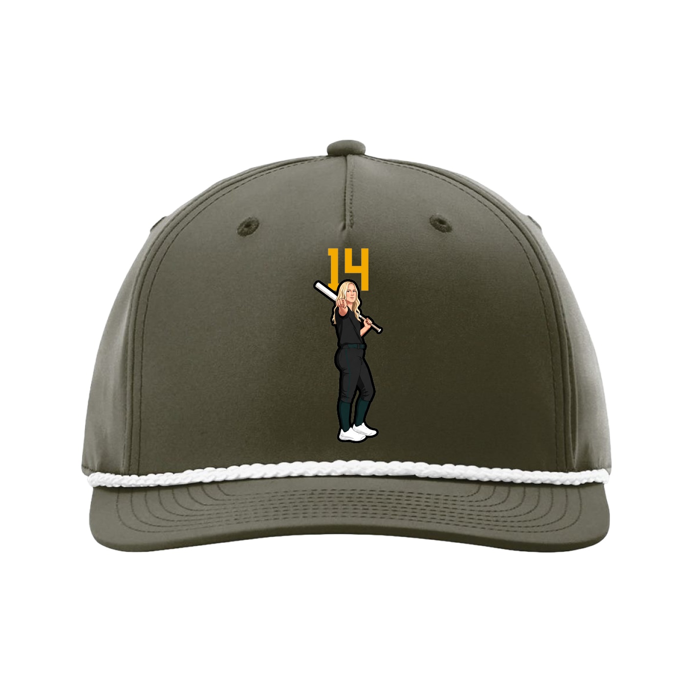 Five-Panel Classic Rope Cap — Number Top in Green