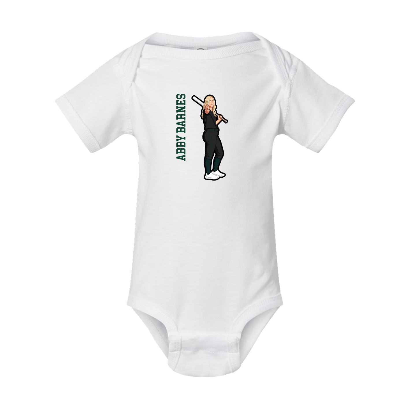 Baby Onesie — Name Vertical in White
