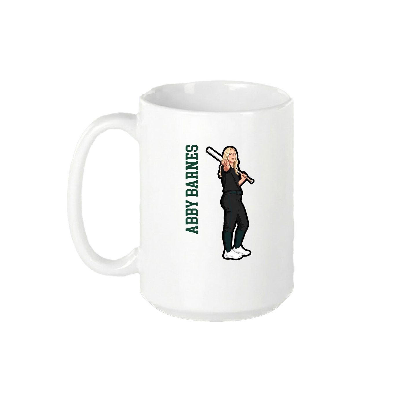 15oz Coffee Mug — Name Vertical in White