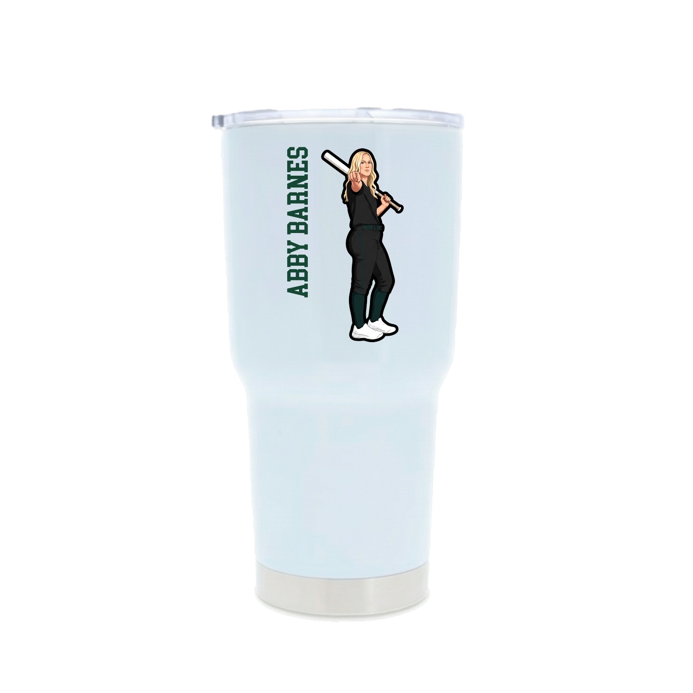30oz Stainless Steel Tumbler — Name Vertical in White