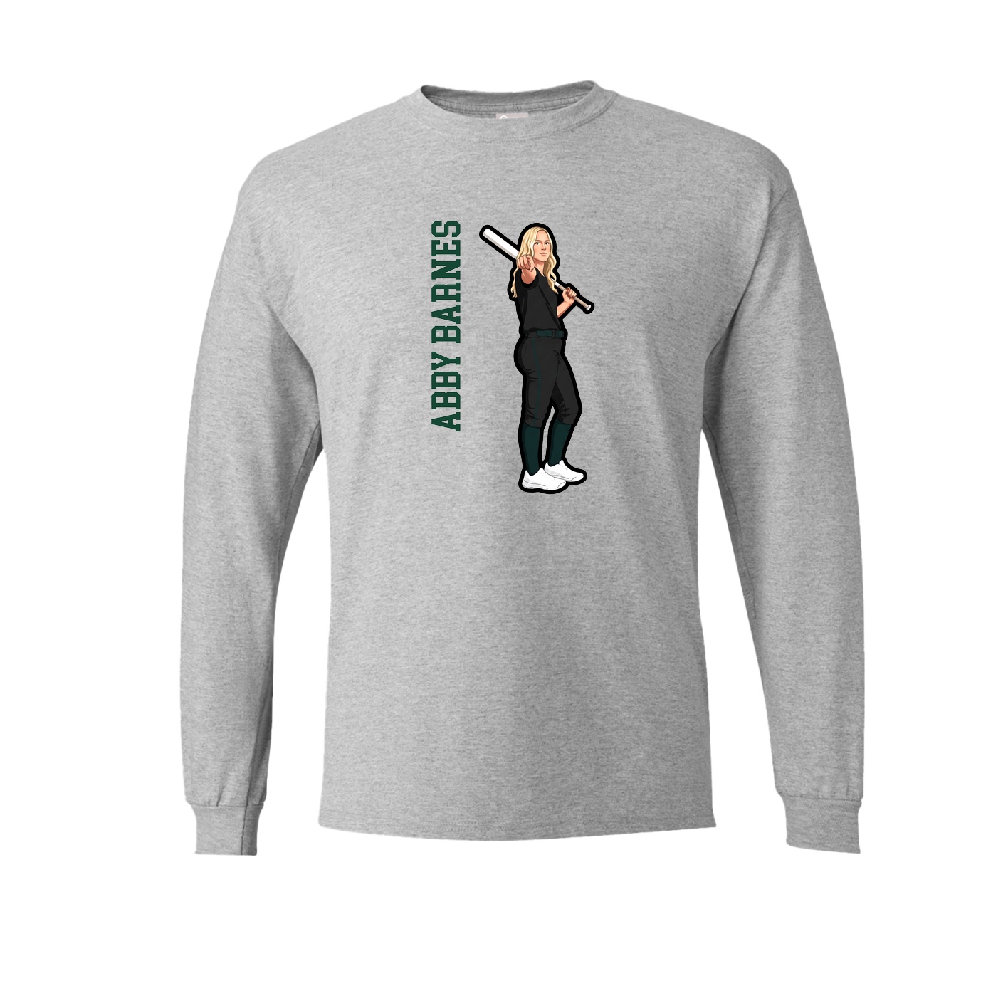 Long Sleeve Tee — Name Vertical in Grey