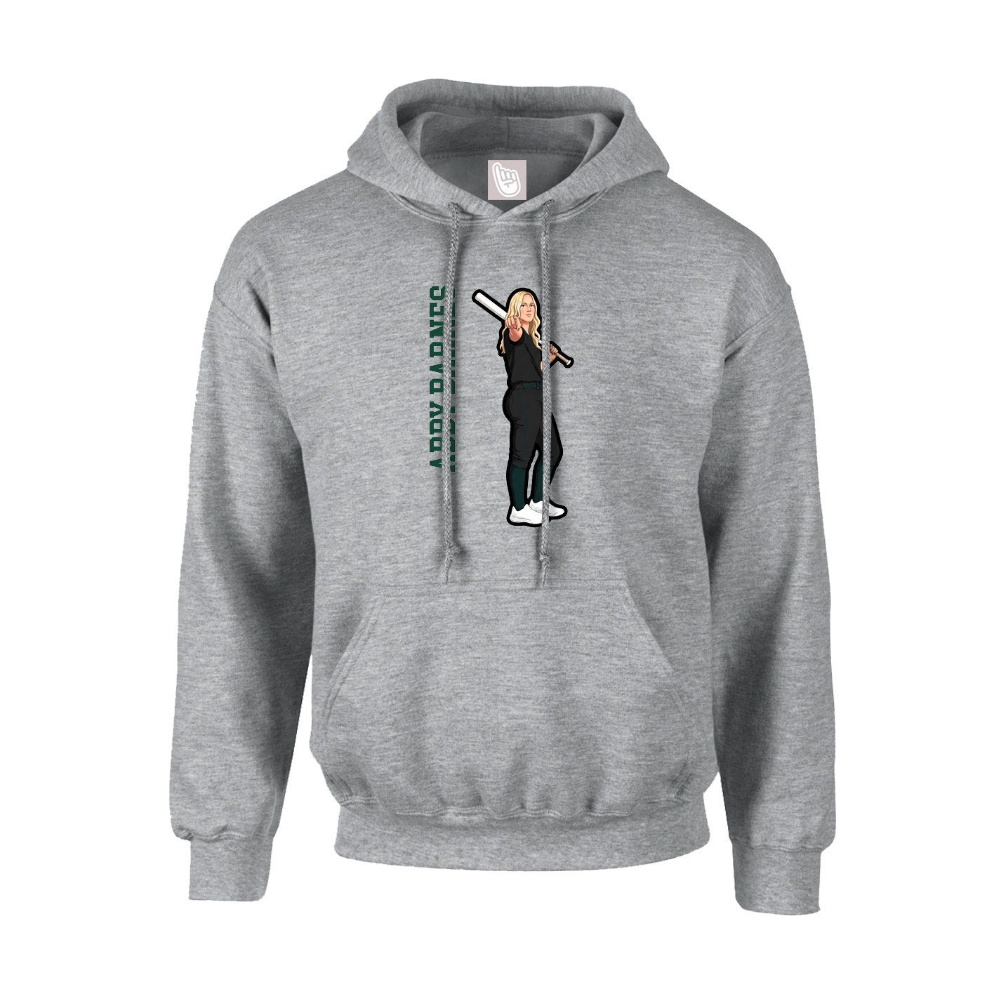 Hoodie — Name Vertical in Grey