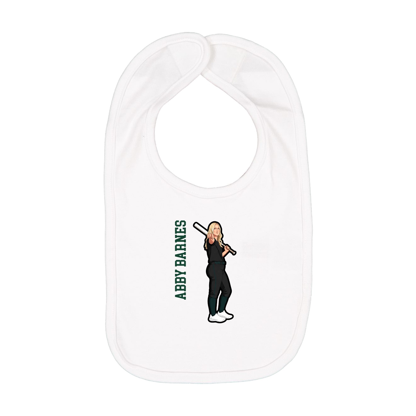 Infant Bib — Name Vertical in White