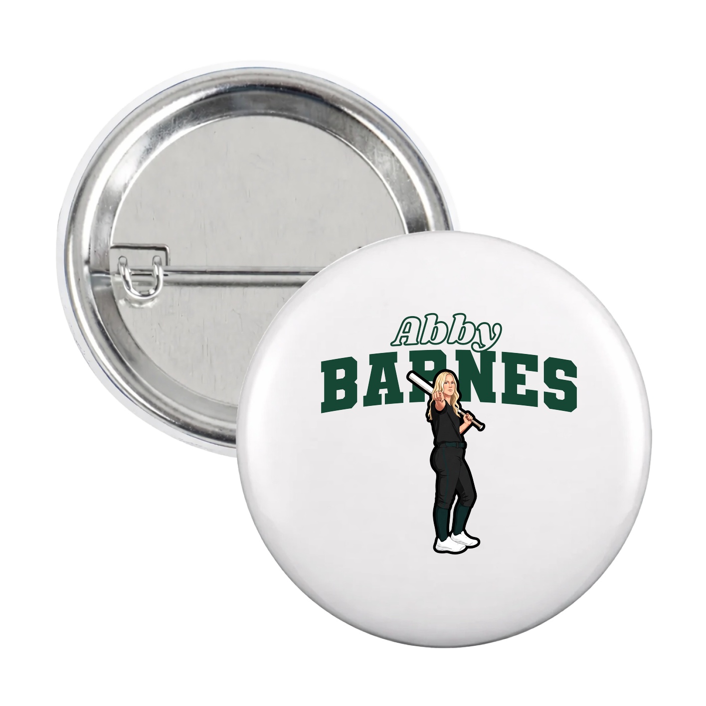 Game Day Button — Name Arch in White