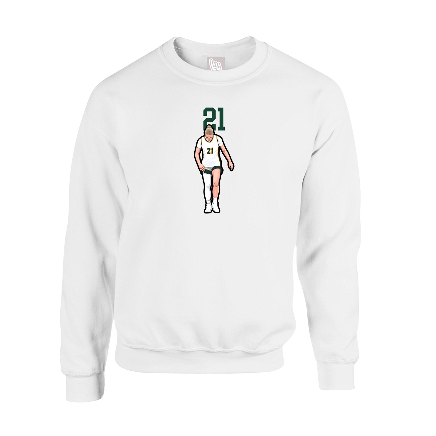 Fleece Crew — Number Top in White