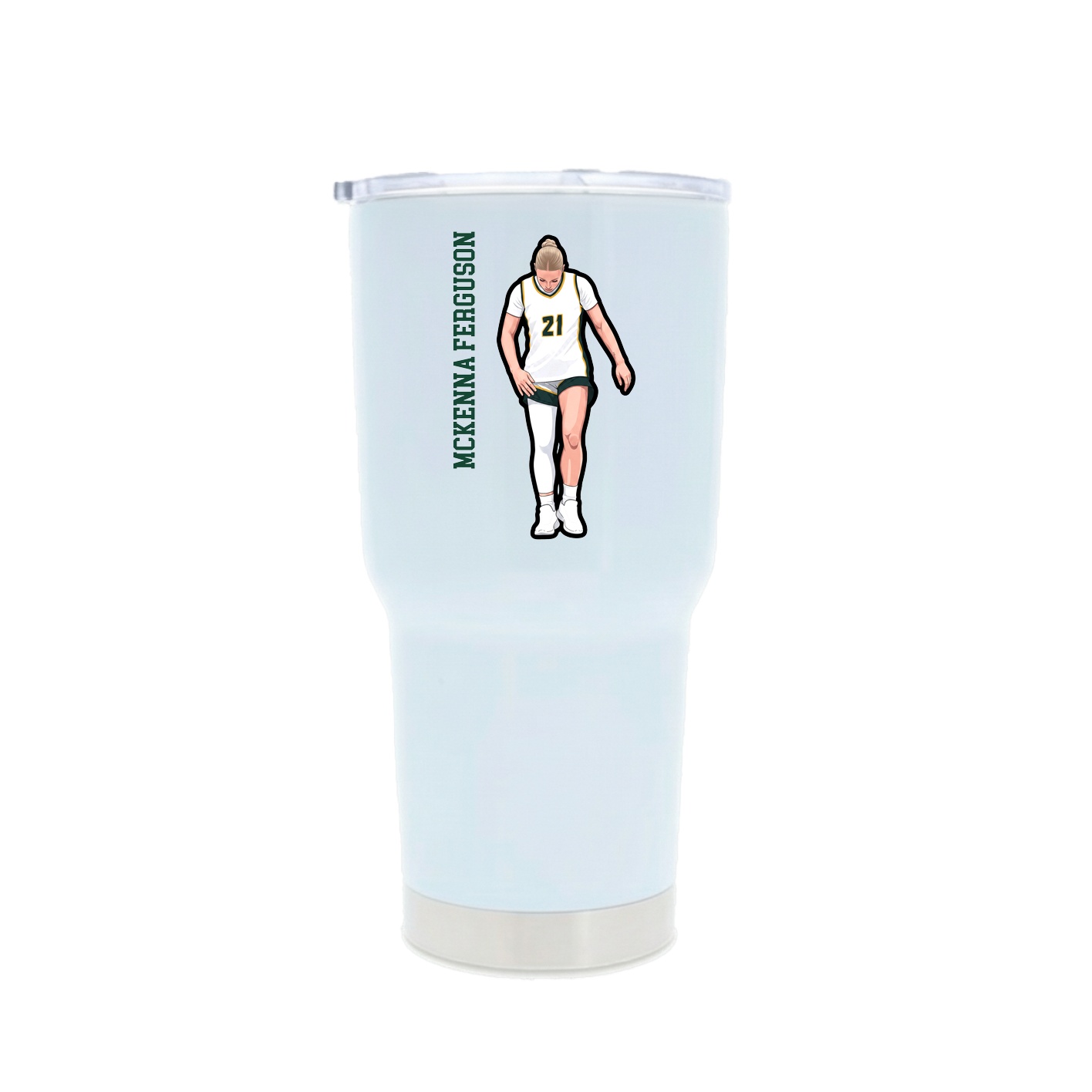 30oz Stainless Steel Tumbler — Name Vertical in White