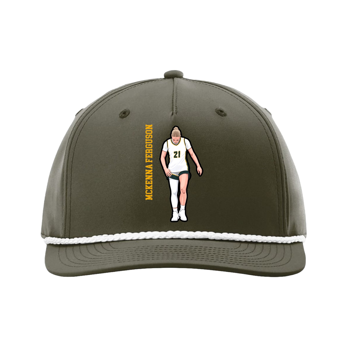 Five-Panel Classic Rope Cap — Name Vertical in Green