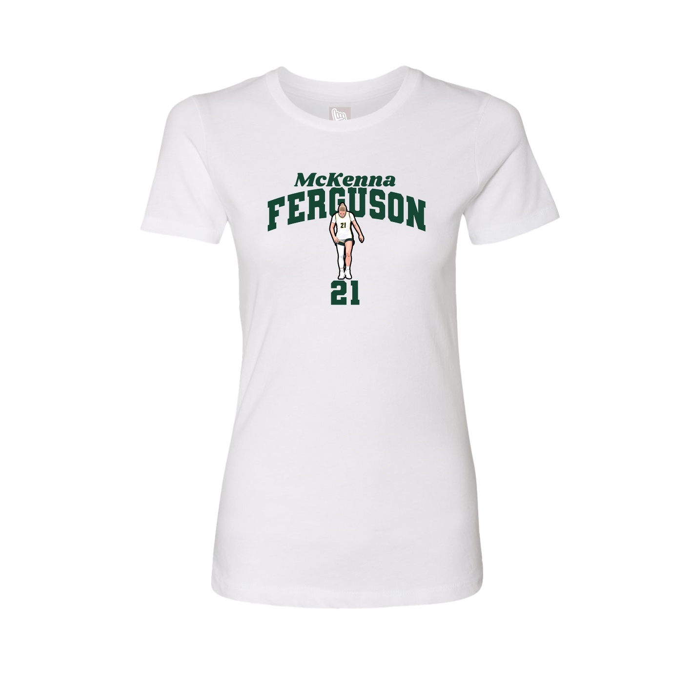 Fitted Women's Tee — Signature Arch in White