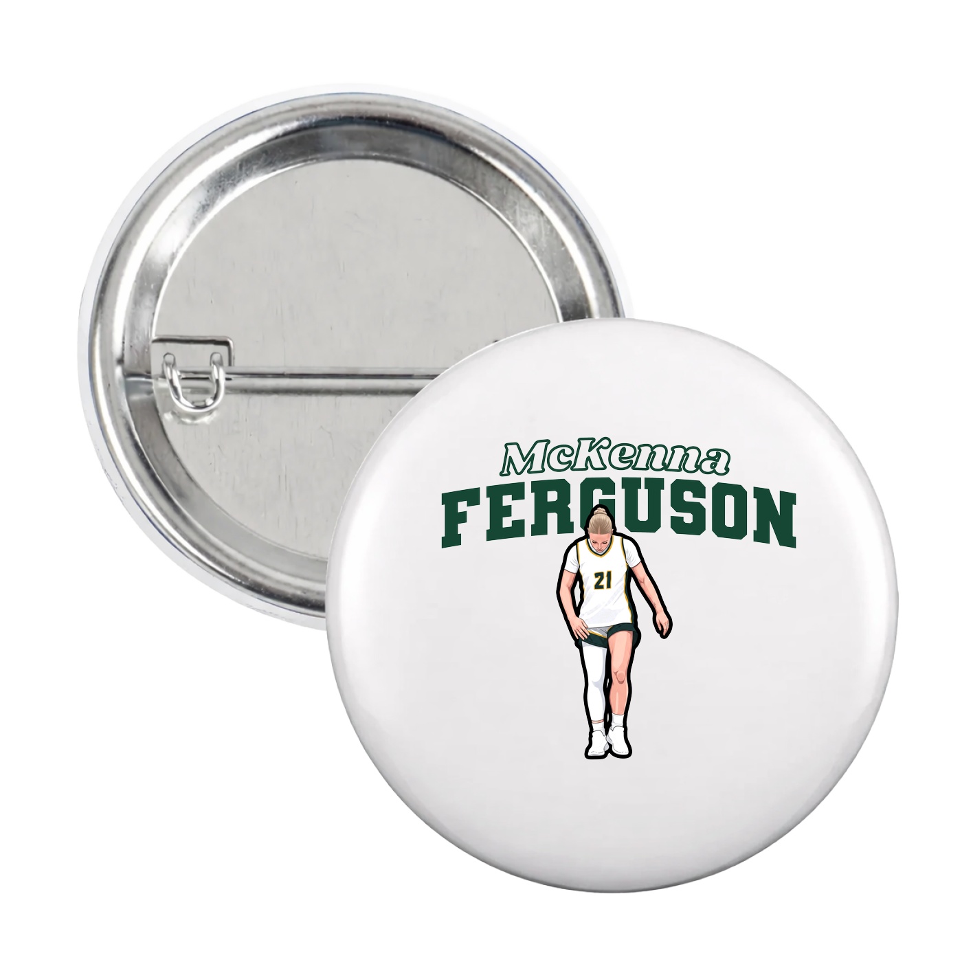 Game Day Button — Name Arch in White