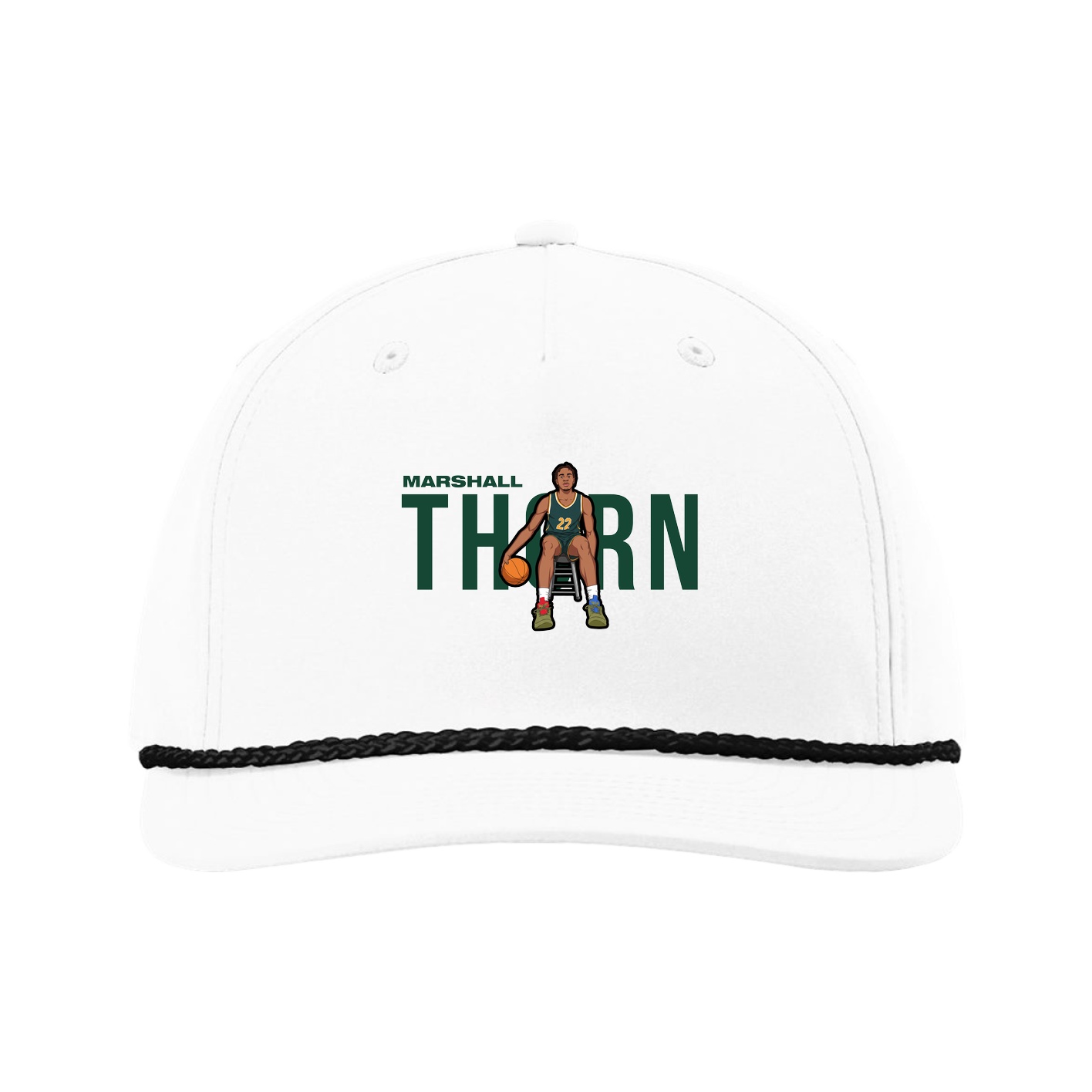 Five-Panel Classic Rope Cap — Player Name in White