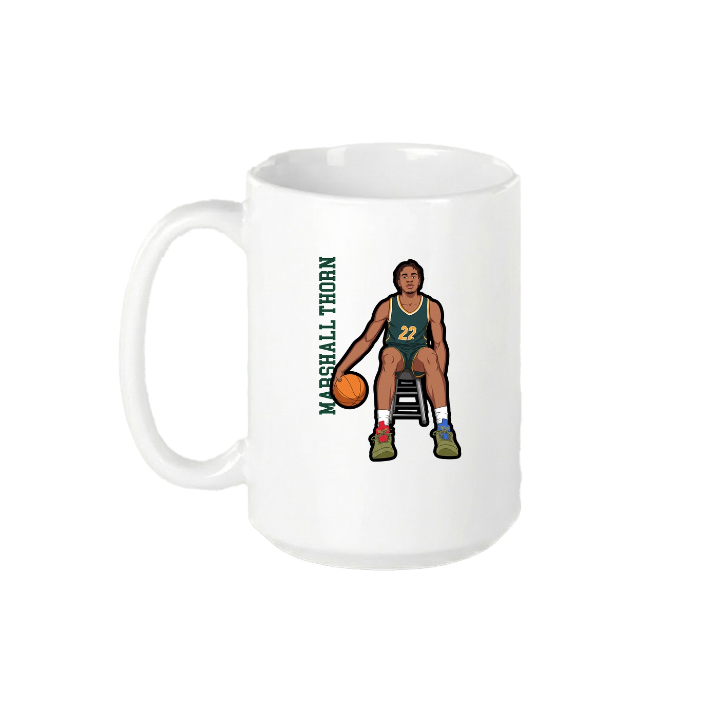 15oz Coffee Mug — Name Vertical in White
