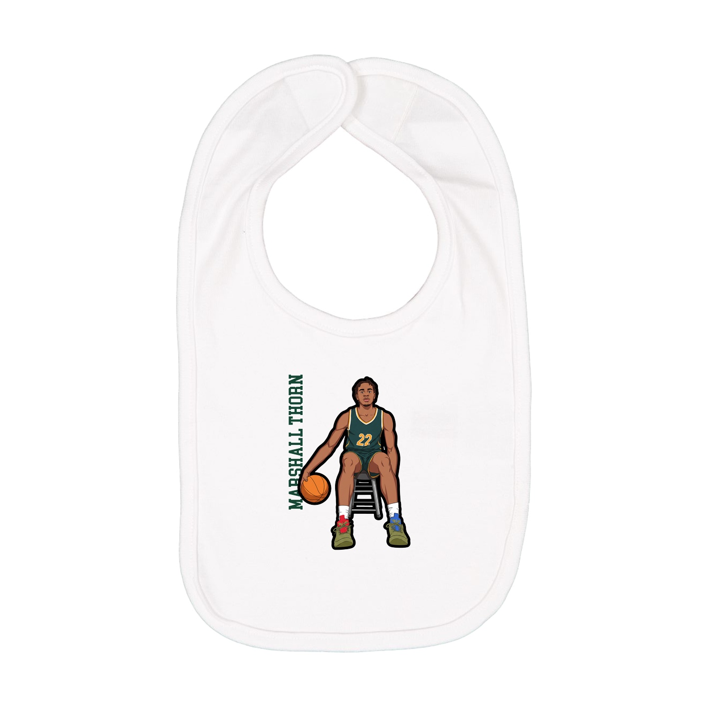 Infant Bib — Name Vertical in White