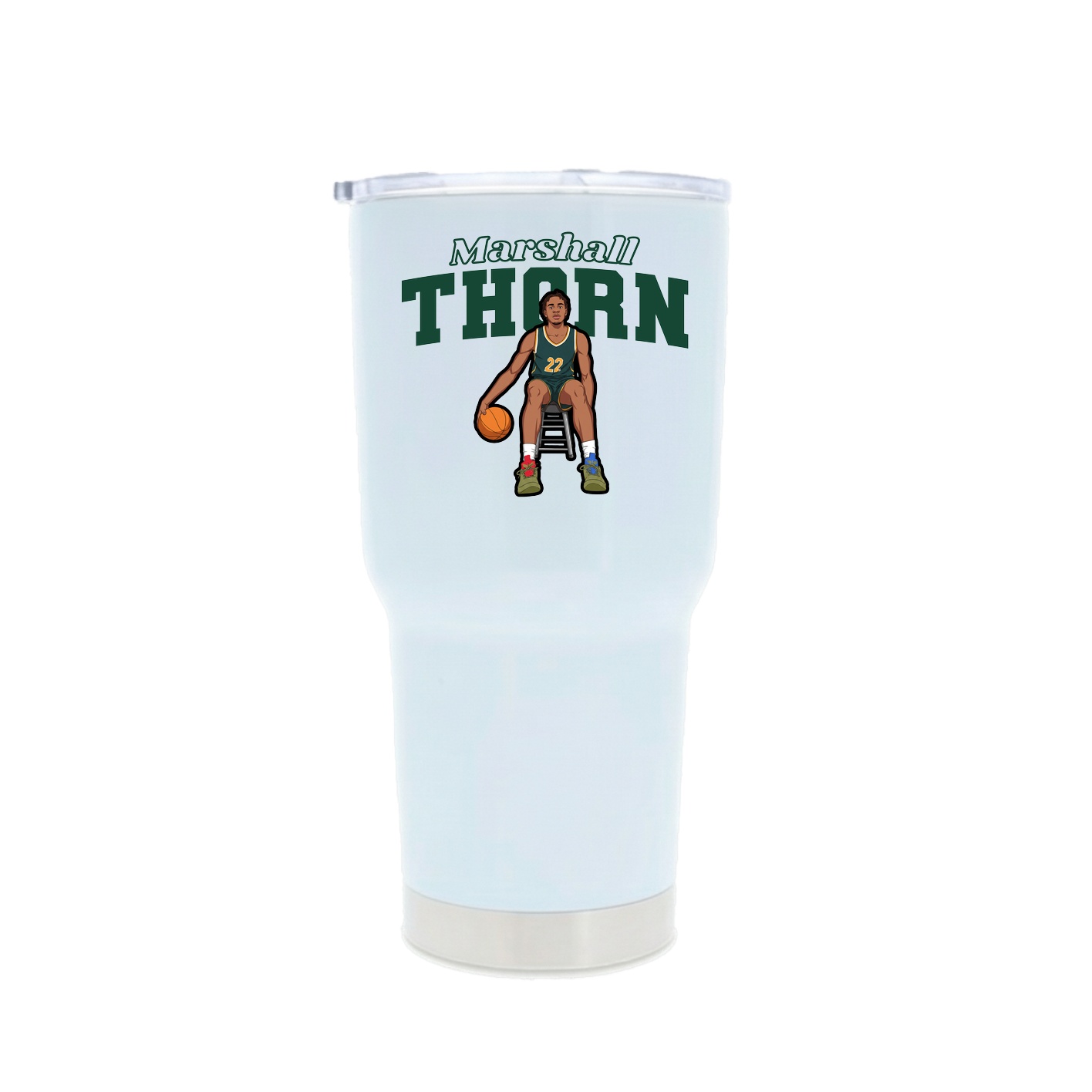 30oz Stainless Steel Tumbler — Name Arch in White
