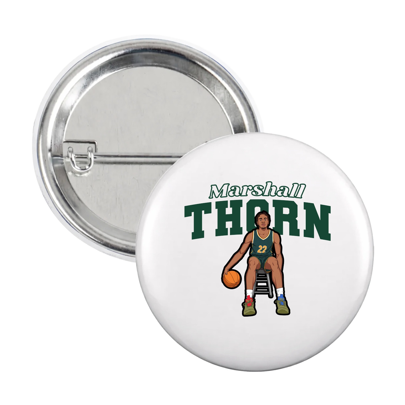 Game Day Button — Name Arch in White