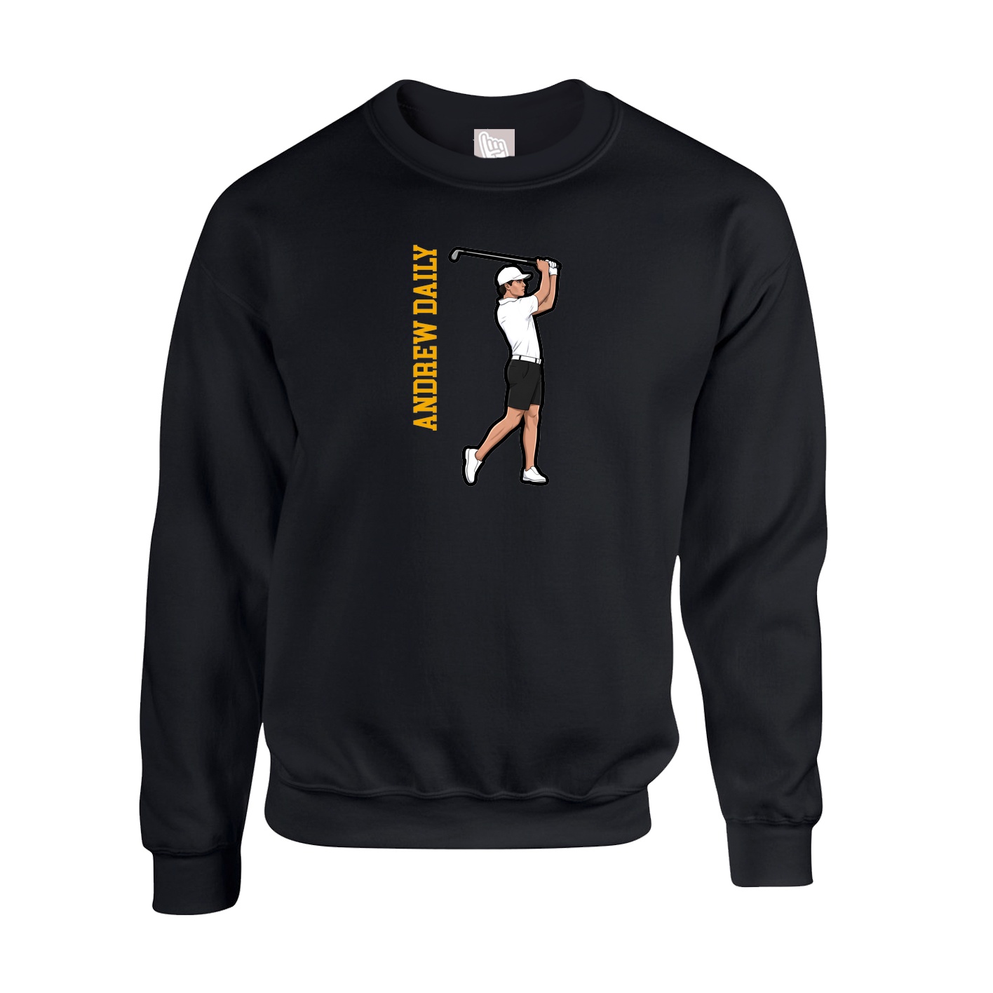 Fleece Crew — Name Vertical in Black