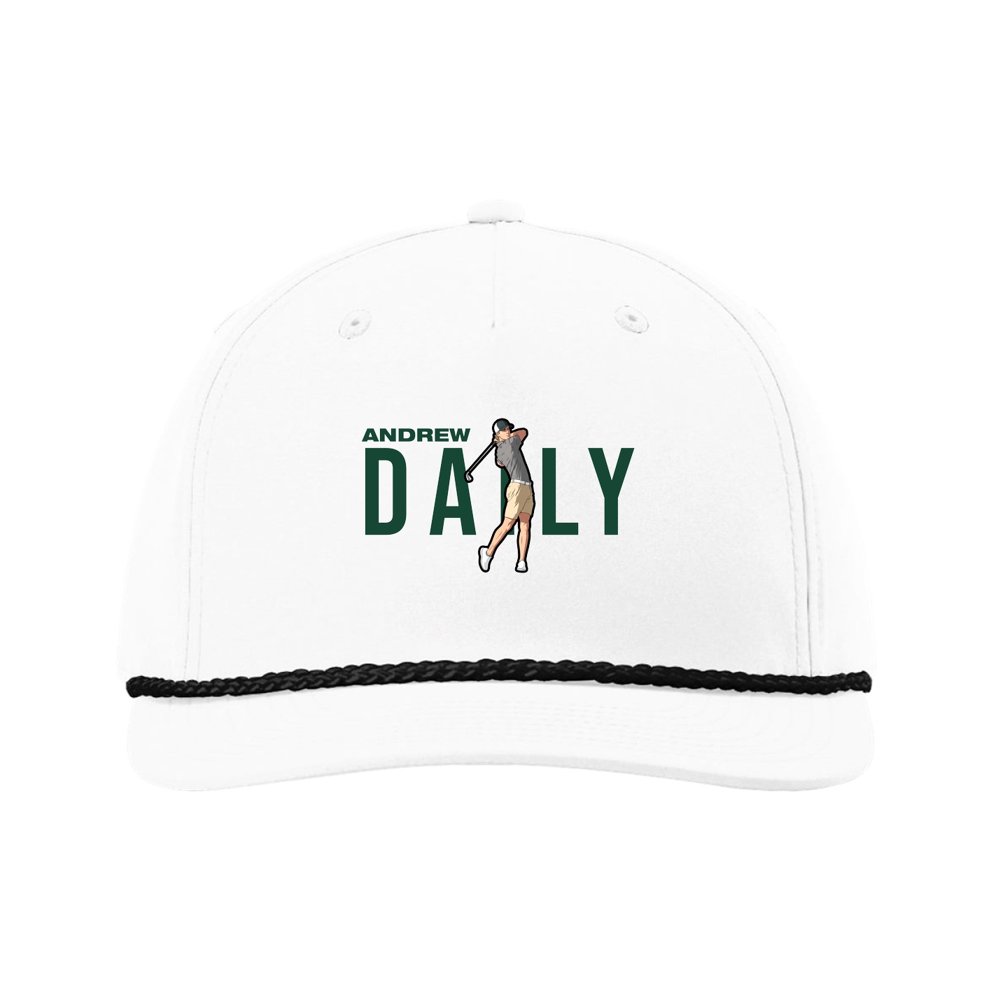 Five-Panel Classic Rope Cap — Player Name in White