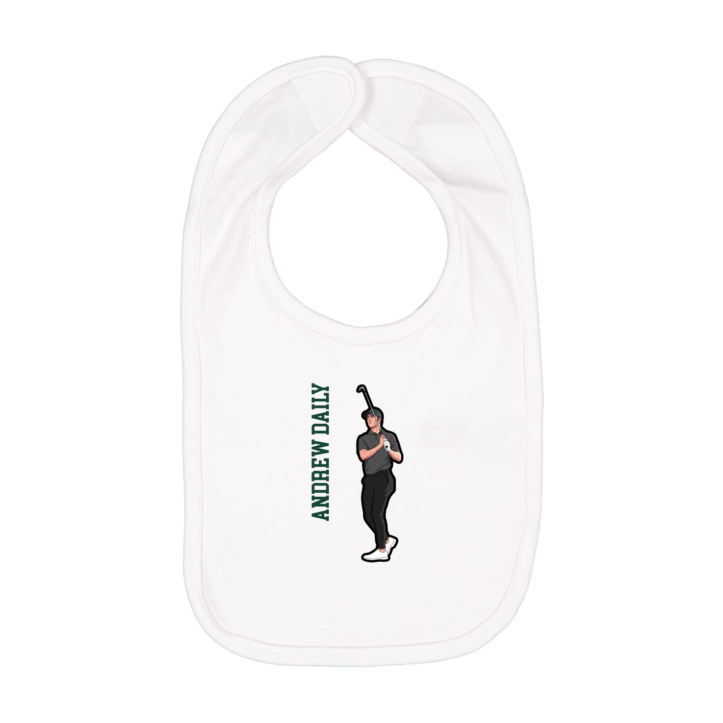 Infant Bib — Name Vertical in White