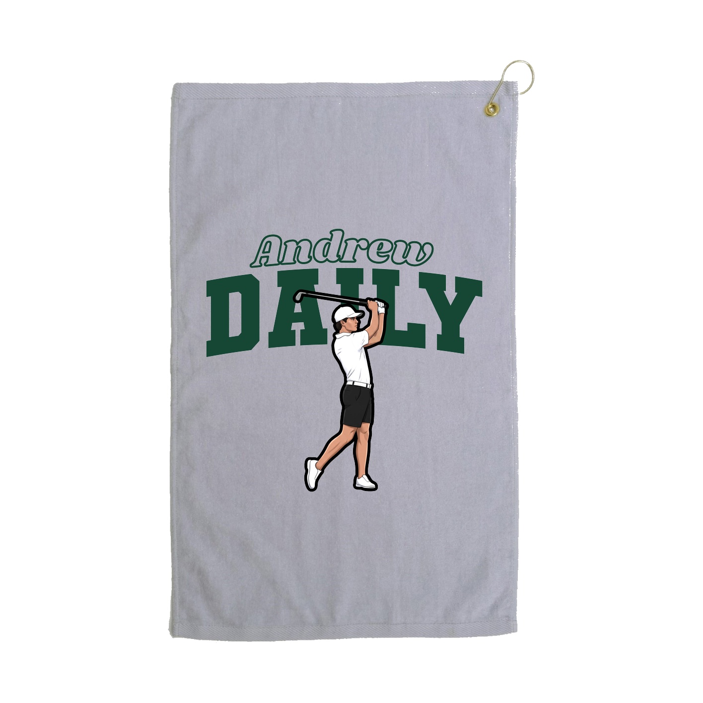 Golf Towel — Name Arch in Grey