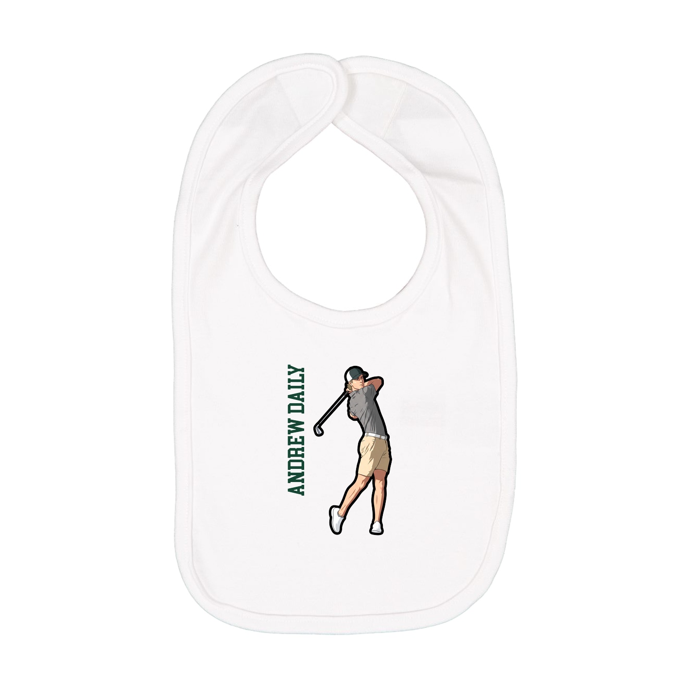 Infant Bib — Name Vertical in White