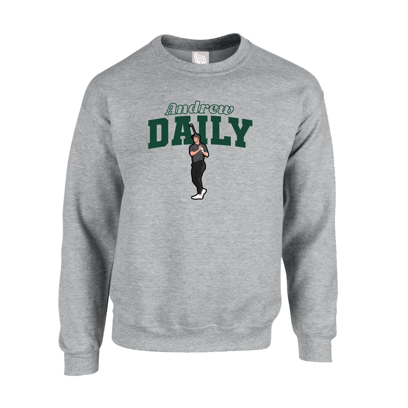 Fleece Crew — Name Arch in Grey