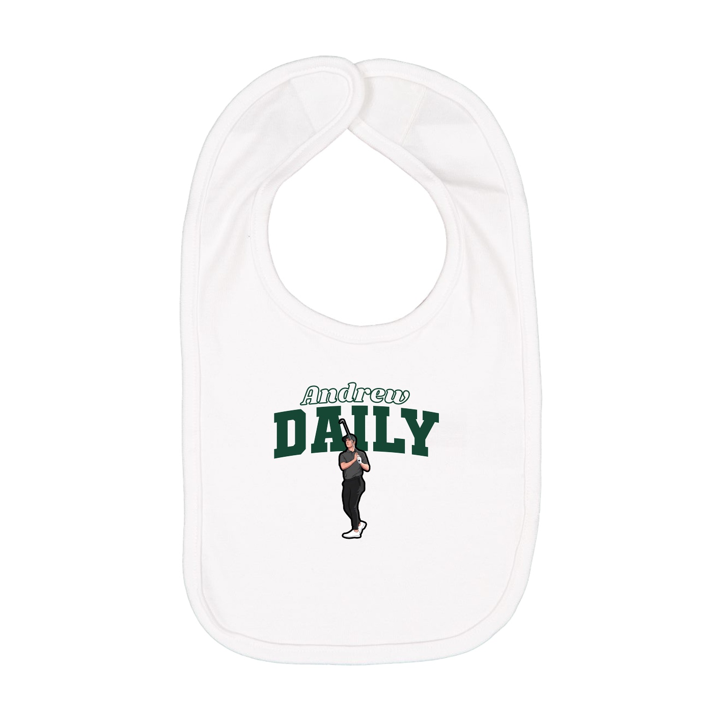 Infant Bib — Name Arch in White