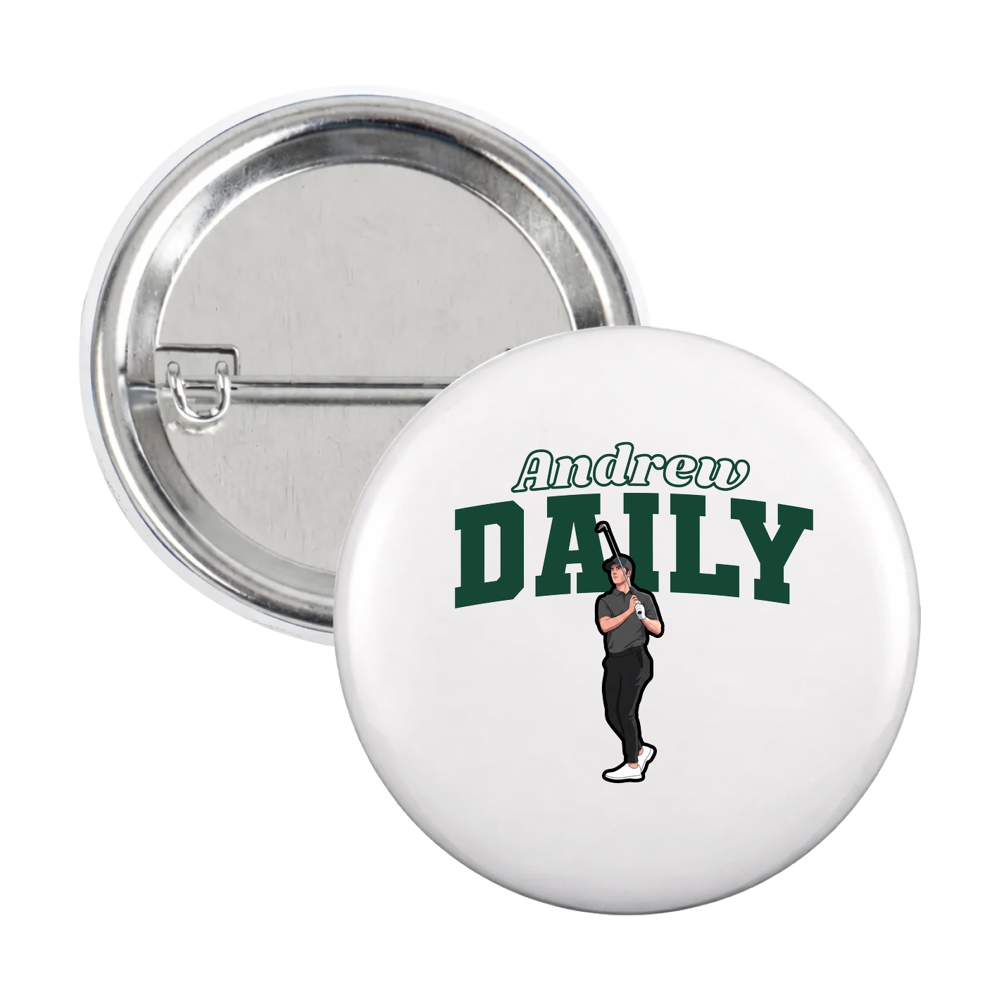 Game Day Button — Name Arch in White
